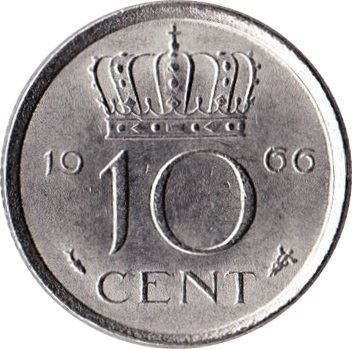 Netherlands 10 Cents Juliana | Coin KM182 1950 - 1980