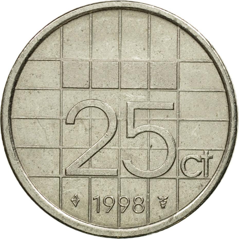 Netherlands 25 Cents Beatrix | Coin KM204 1982 - 2001