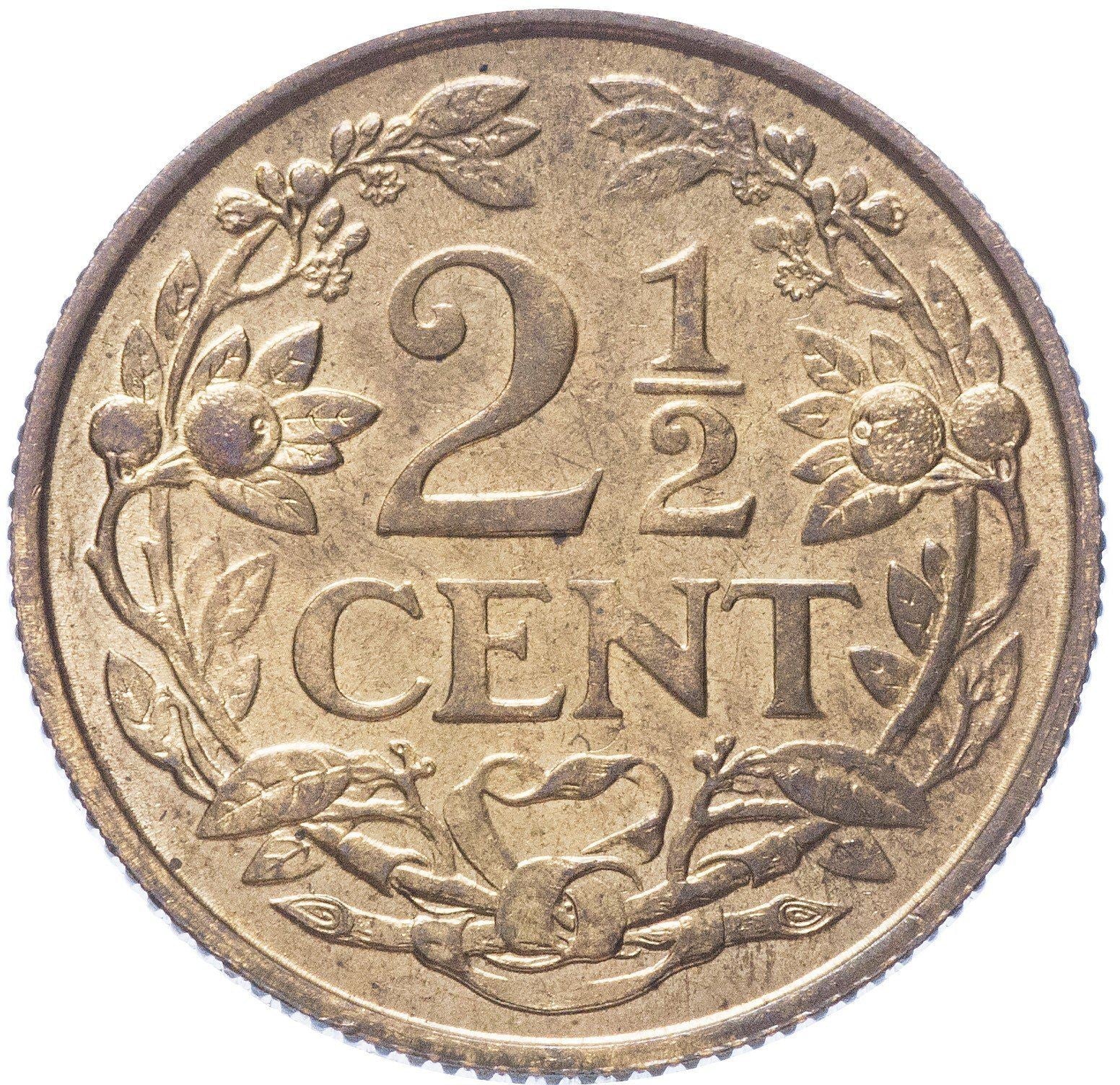 Netherlands Antilles 2.5 Cents Coin | Queen Juliana | Dutch Lion | Sword | KM5 | 1956 - 1965