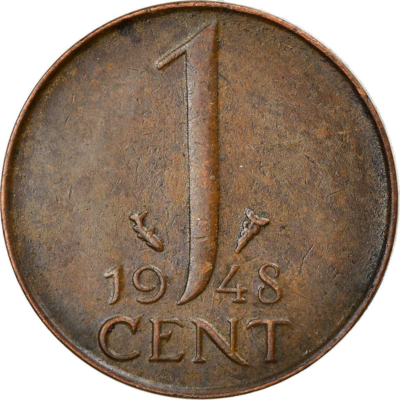 Netherlands Coin 1 Cent | Queen Wilhelmina | KM175 | 1948