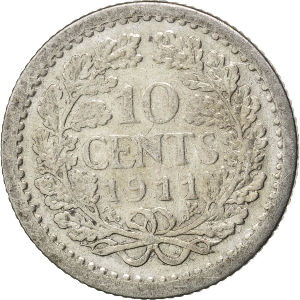 Netherlands Coin 10 Cents | Queen Wilhelmina | KM145 | 1910 - 1925