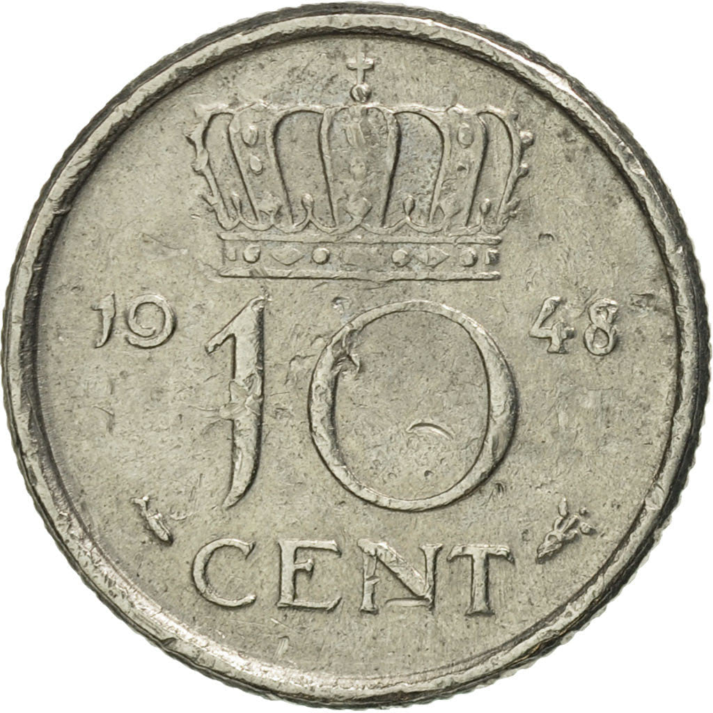 Netherlands Coin 10 Cents | Queen Wilhelmina | KM177 | 1948