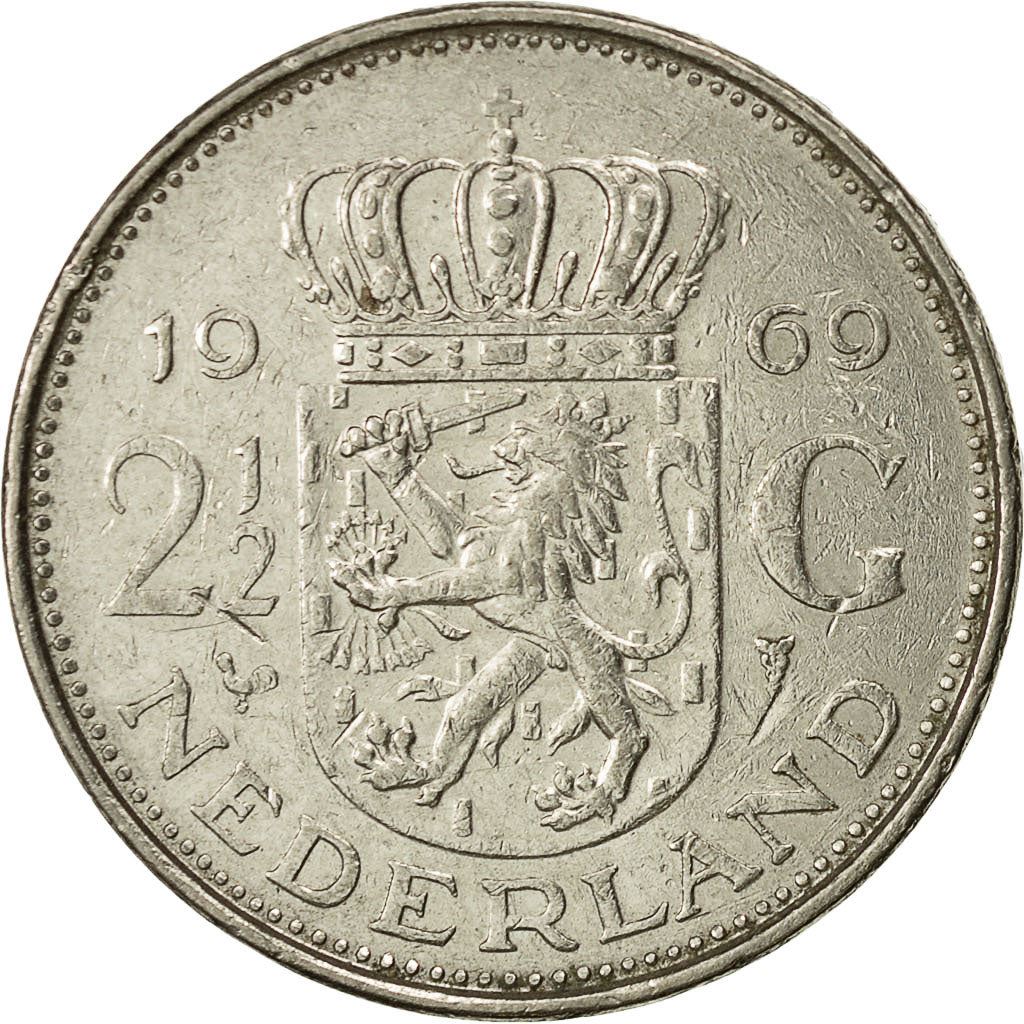 Netherlands Coin 2½ Gulden | Queen Juliana | KM191 | 1969 - 1980