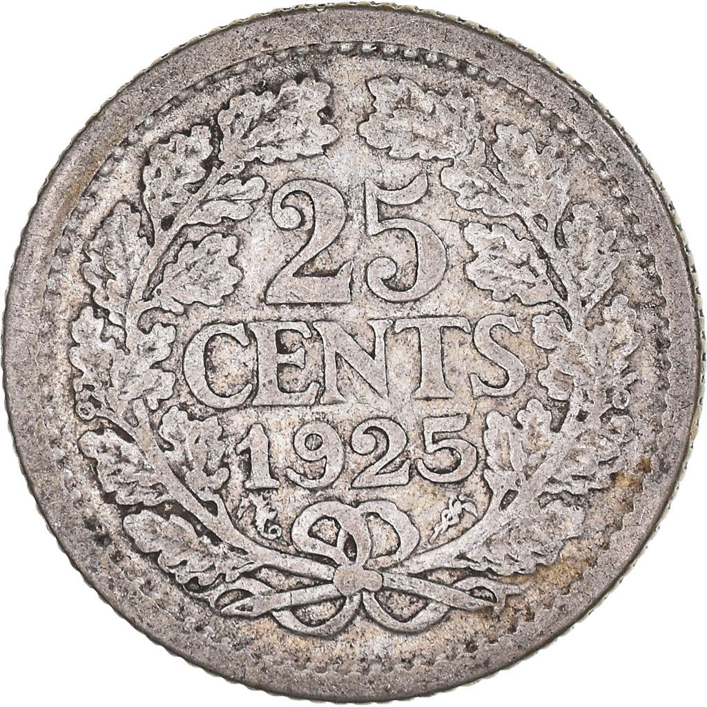 Netherlands Coin 25 Cents | Queen Wilhelmina | KM146 | 1910 - 1925