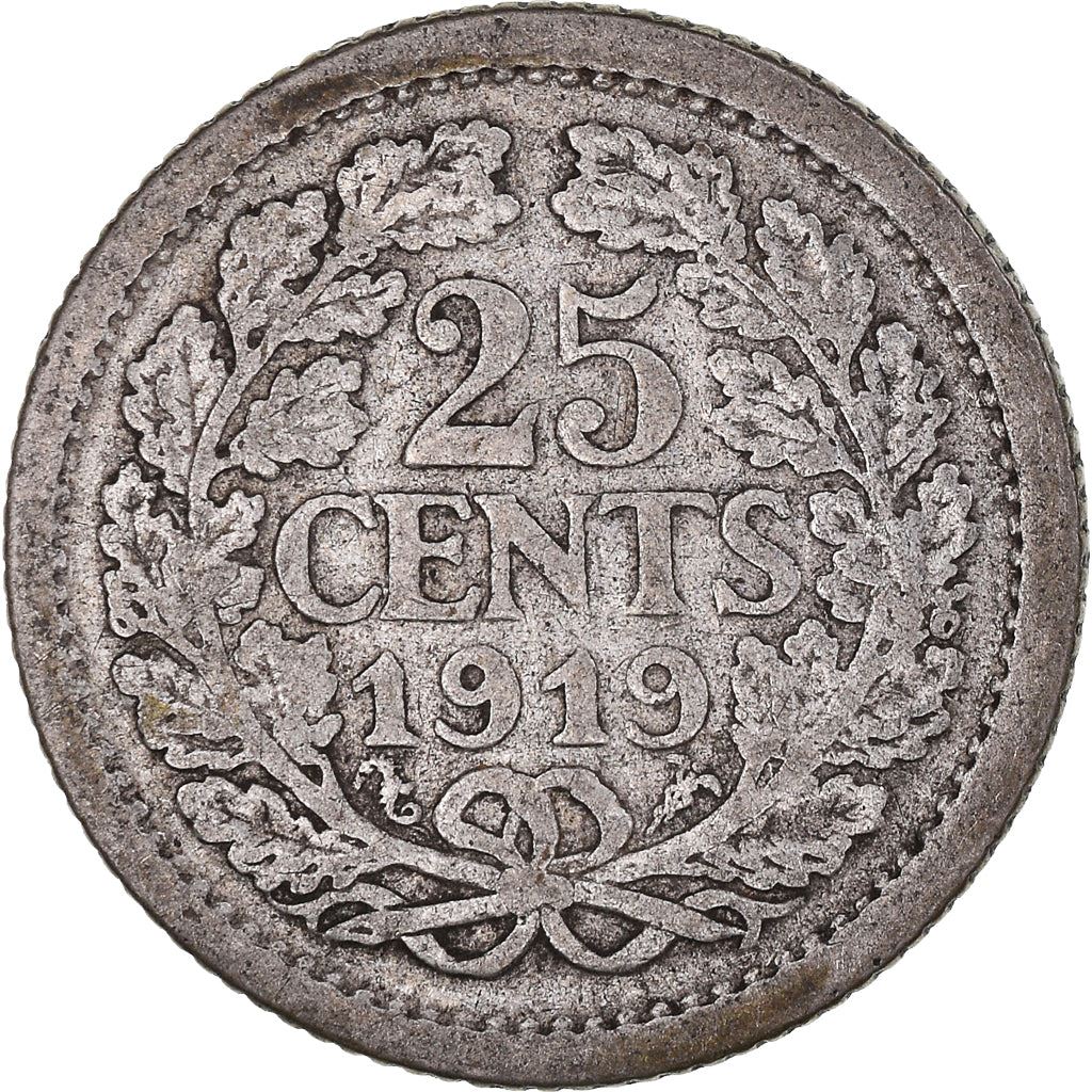 Netherlands Coin 25 Cents | Queen Wilhelmina | KM146 | 1910 - 1925