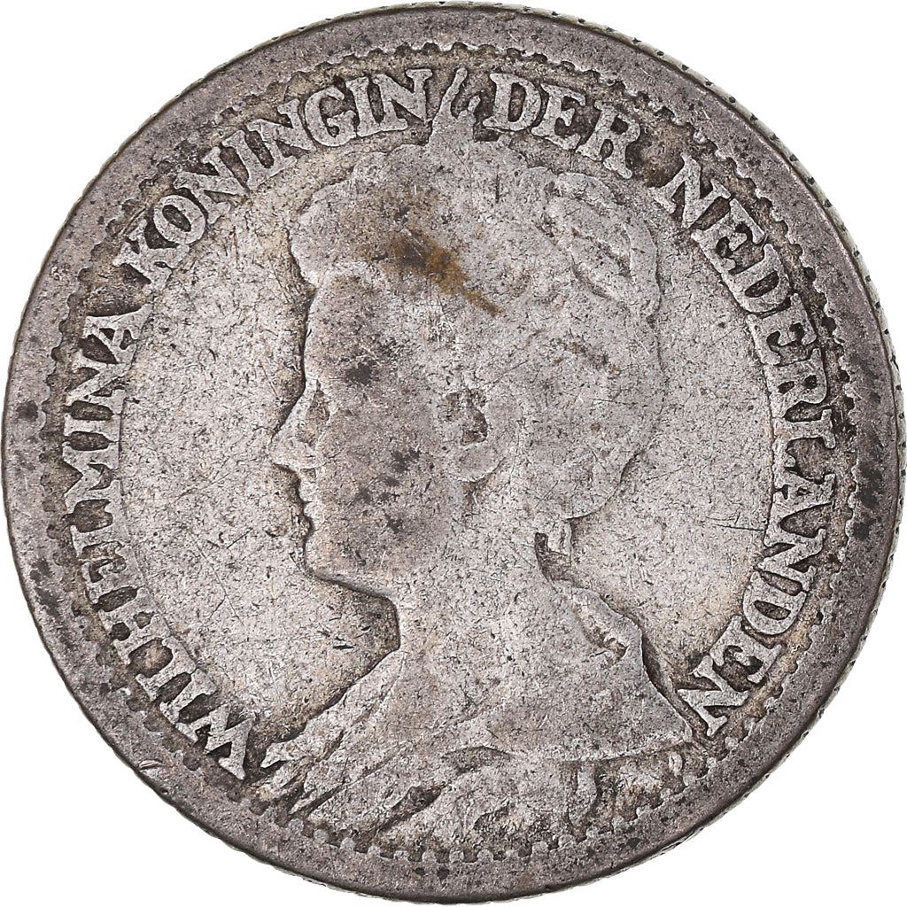 Netherlands Coin 25 Cents | Queen Wilhelmina | KM146 | 1910 - 1925