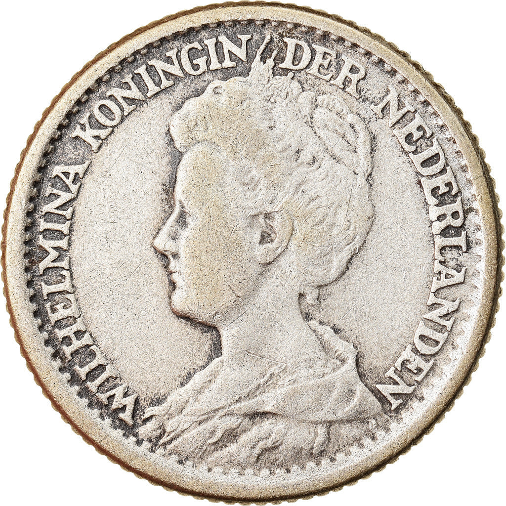 Netherlands Coin 25 Cents | Queen Wilhelmina | KM146 | 1910 - 1925