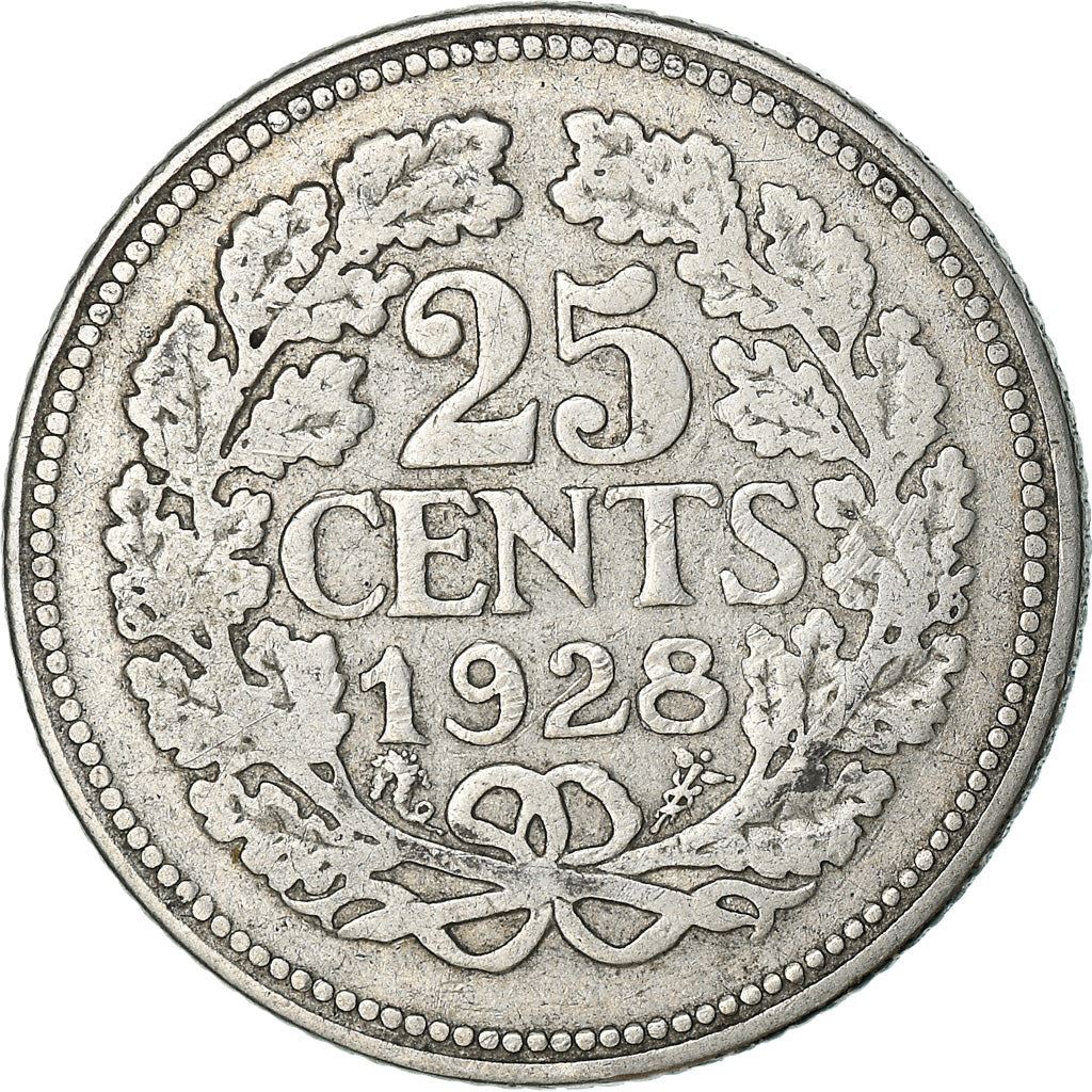 Netherlands Coin 25 Cents | Queen Wilhelmina | KM164 | 1926 - 1945