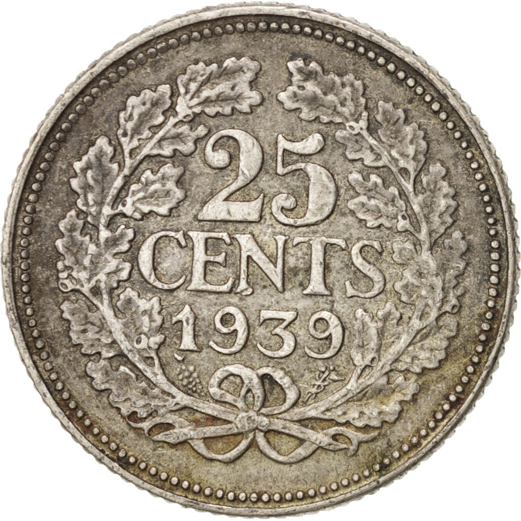 Netherlands Coin 25 Cents | Queen Wilhelmina | KM164 | 1926 - 1945