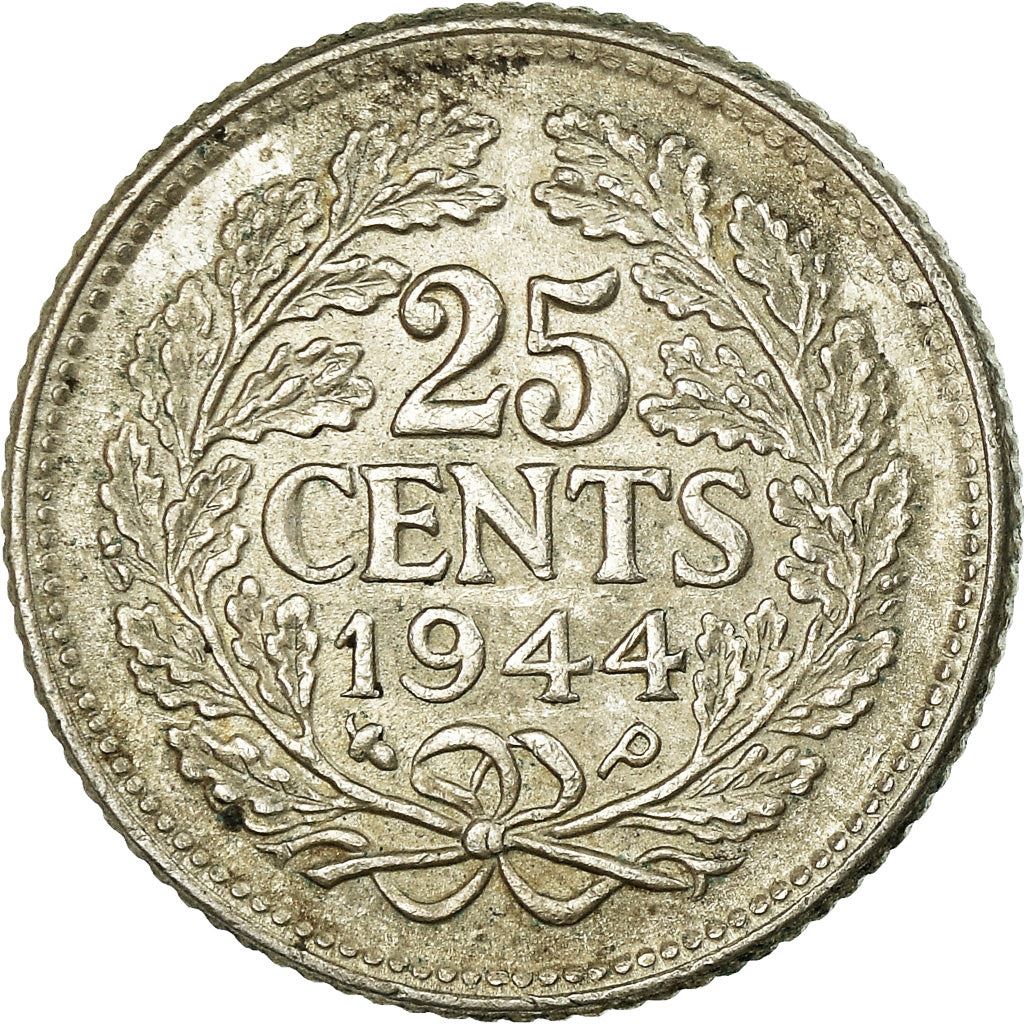 Netherlands Coin 25 Cents | Queen Wilhelmina | KM164 | 1926 - 1945