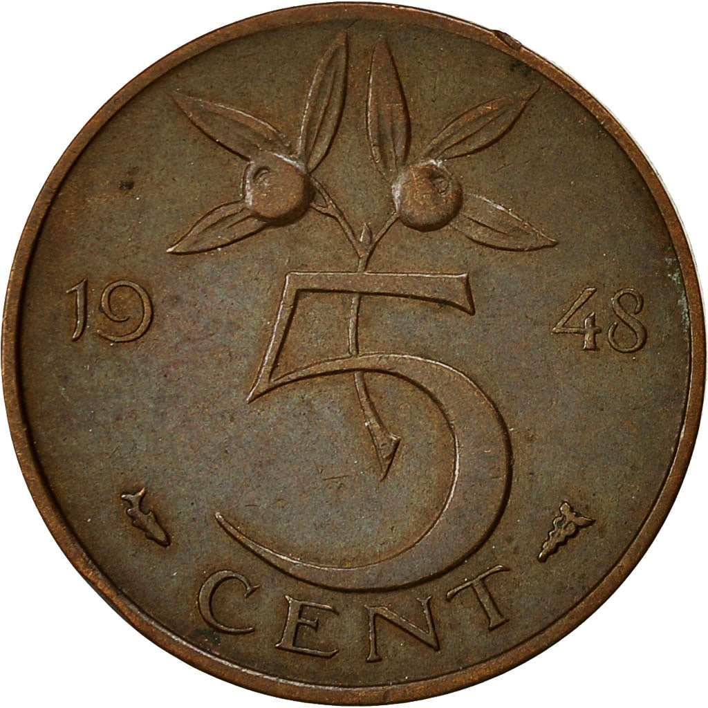 Netherlands Coin 5 Cents | Queen Wilhelmina | KM176 | 1948