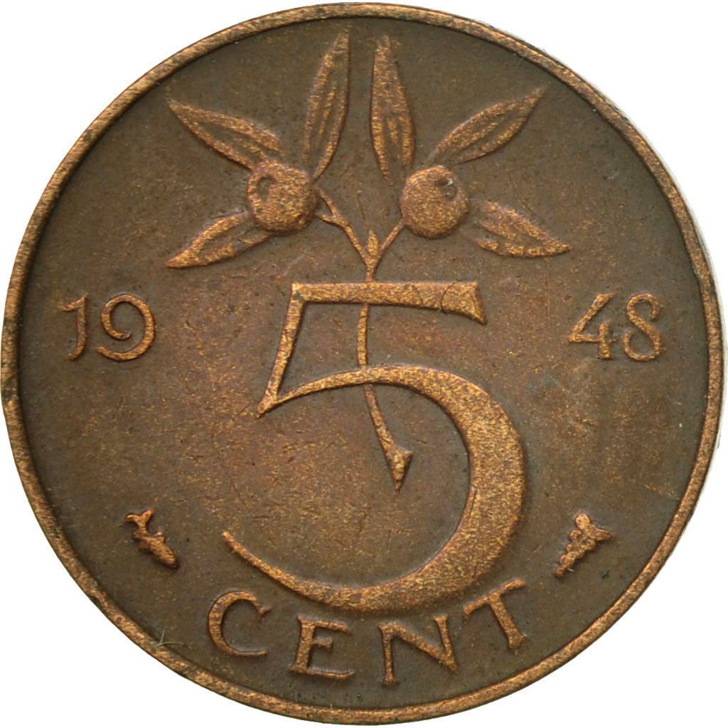 Netherlands Coin 5 Cents | Queen Wilhelmina | KM176 | 1948