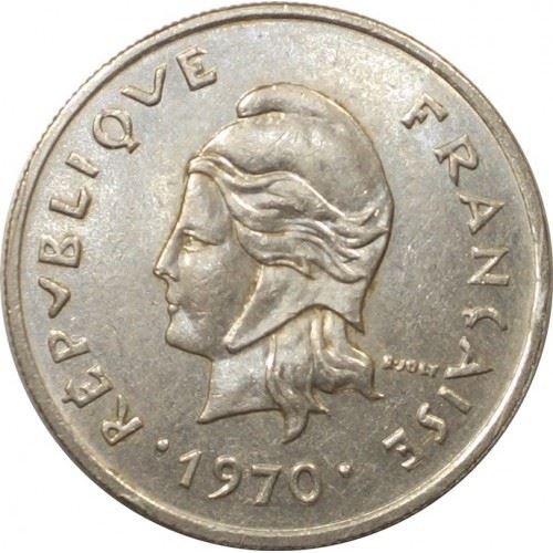 New Caledonia 10 Francs Coin 1967 - 1970 KM 5