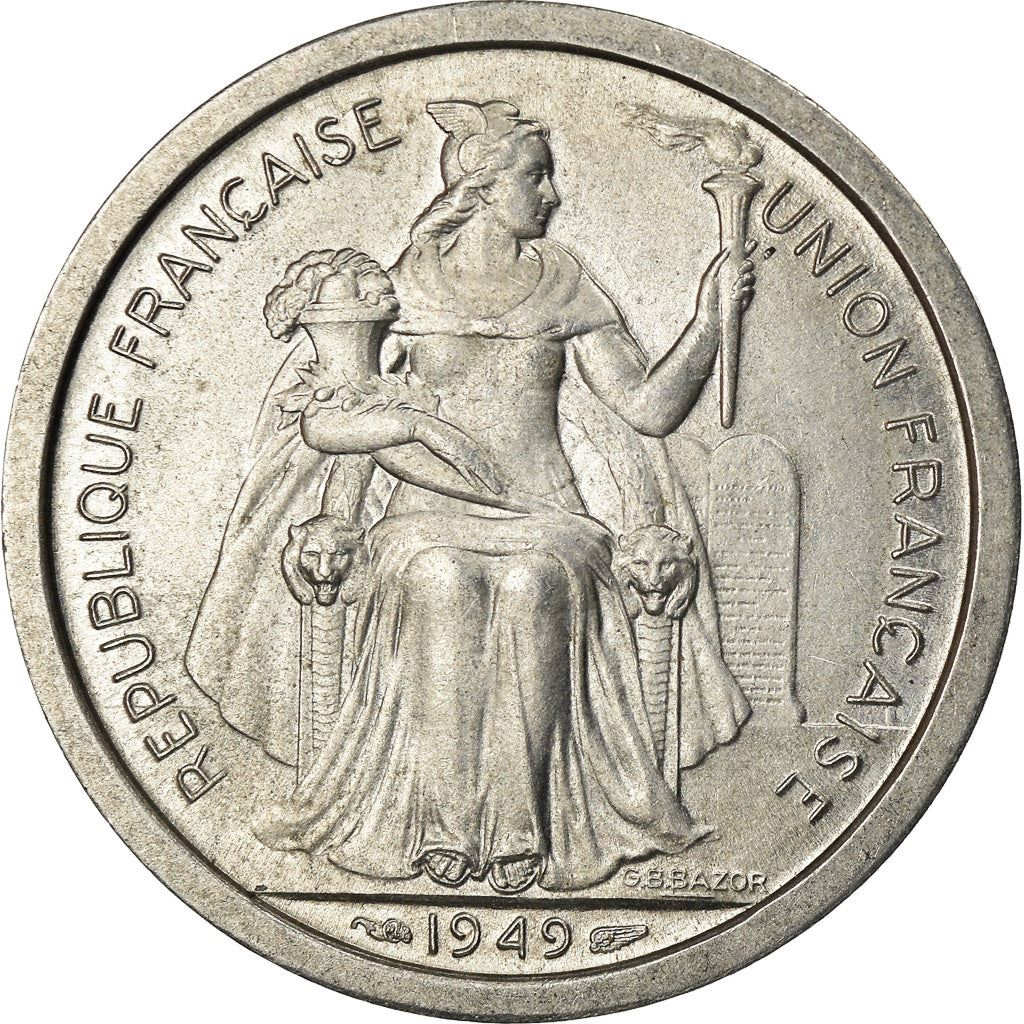 New Caledonia 2 Francs Union Française Coin 1949 KM 3