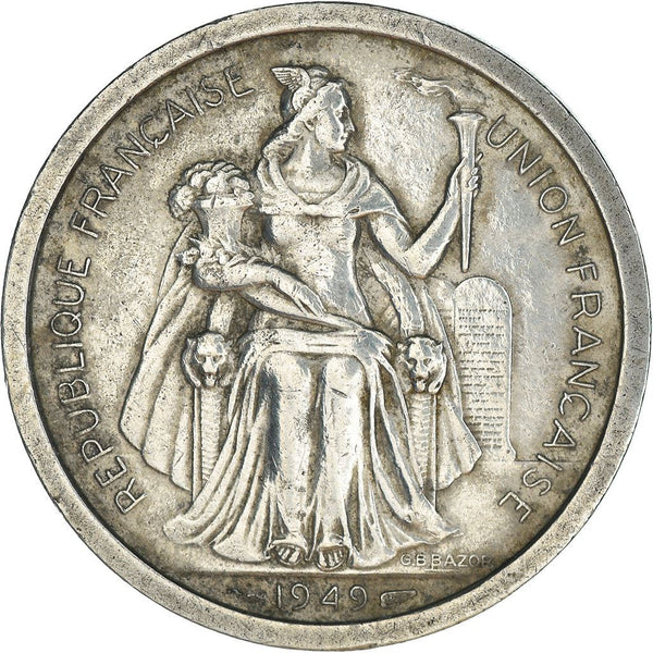 New Caledonia 2 Francs Union Française Coin 1949 KM 3
