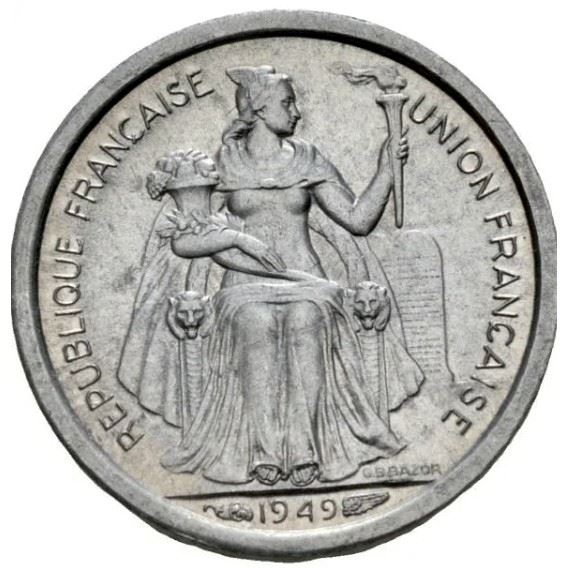 New Caledonia 50 Centimes Union Française Coin 1949 KM 1