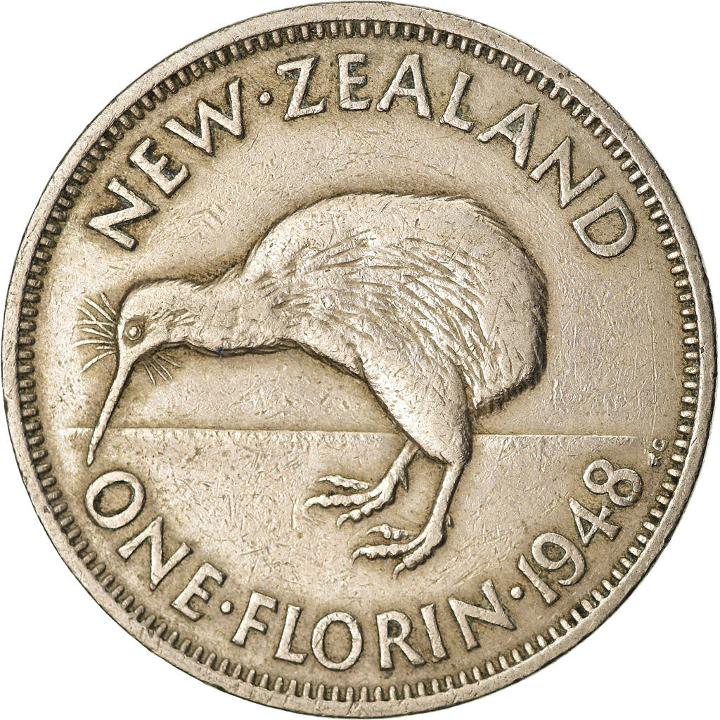 New Zealander 1 Florin Coin | King George VI | Kiwi Bird | KM18 | 1948 - 1951