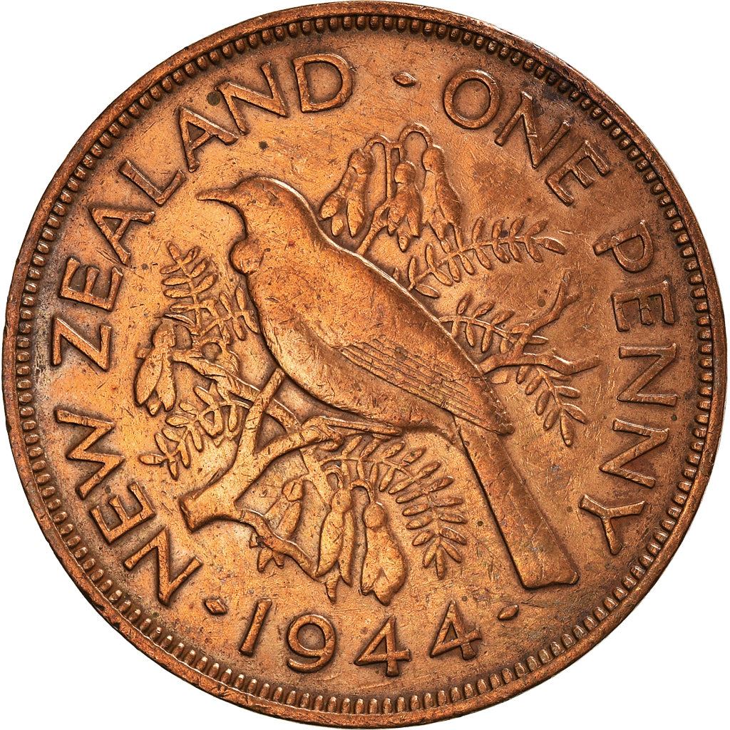 New Zealander 1 Penny Coin | King George VI | Tui Bird | KM13 | 1940 - 1947