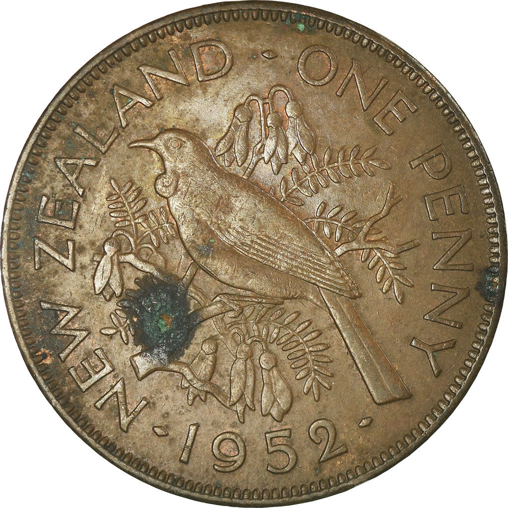 New Zealander 1 Penny Coin | King George VI | Tui Bird | KM21 | 1949 - 1952