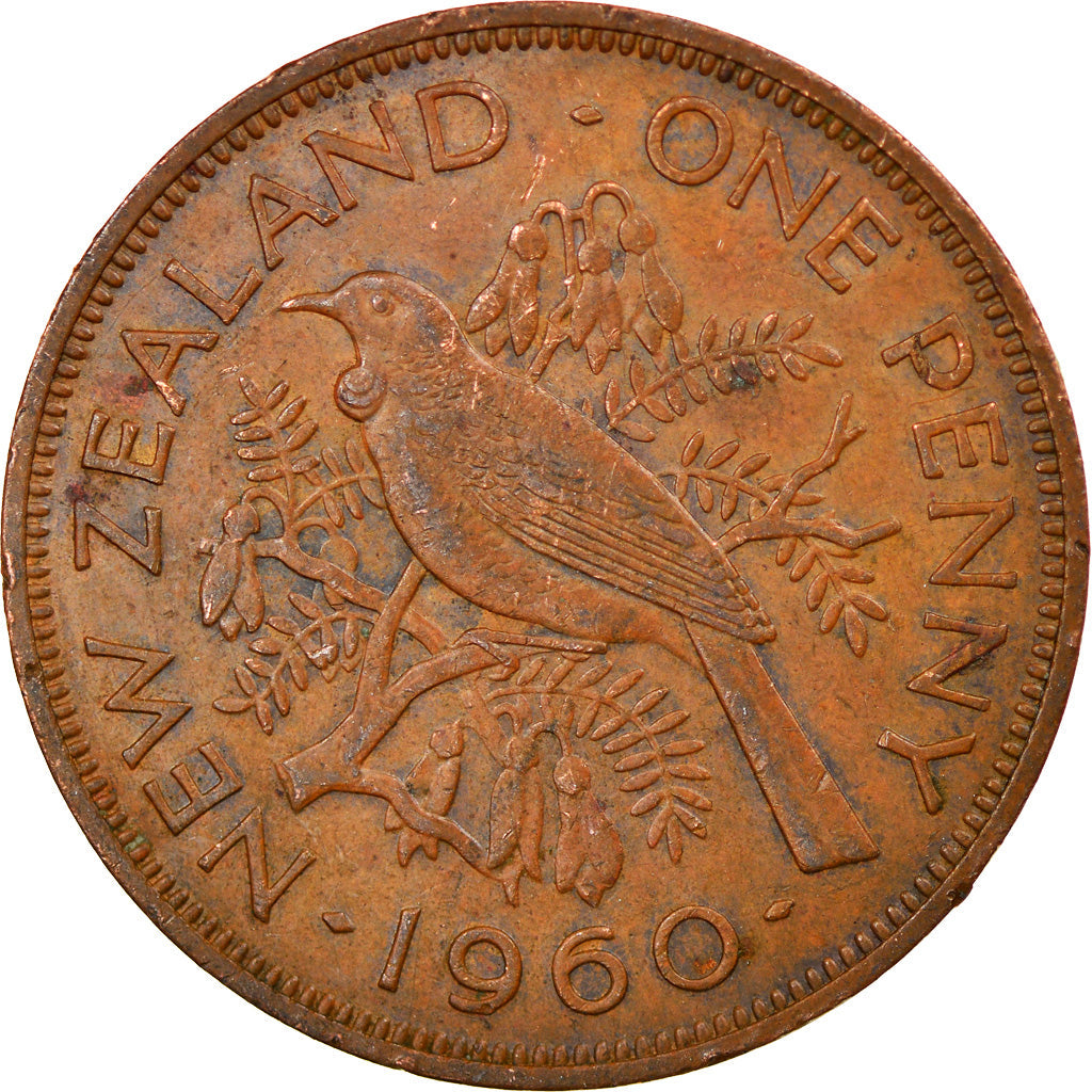 New Zealander 1 Penny Coin| Queen Elizabeth II | Tui Bird | KM24 | 1953 - 1965