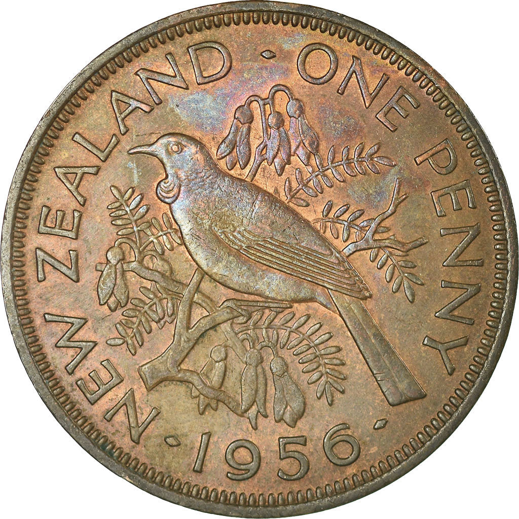 New Zealander 1 Penny Coin| Queen Elizabeth II | Tui Bird | KM24 | 1953 - 1965