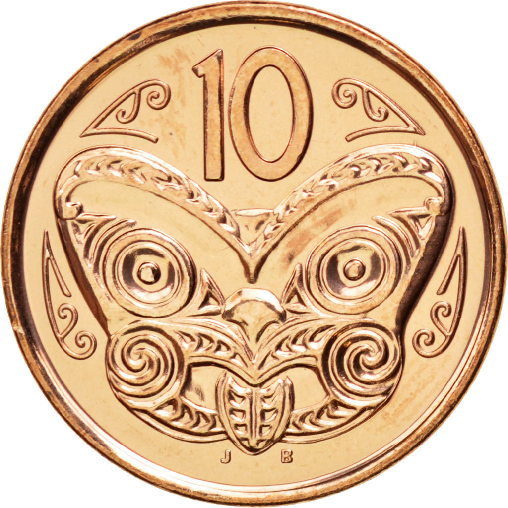 New Zealander 10 Cents Coin | Queen Elizabeth II | Maori Koruru Mask | KM117a | 2006 - 2021