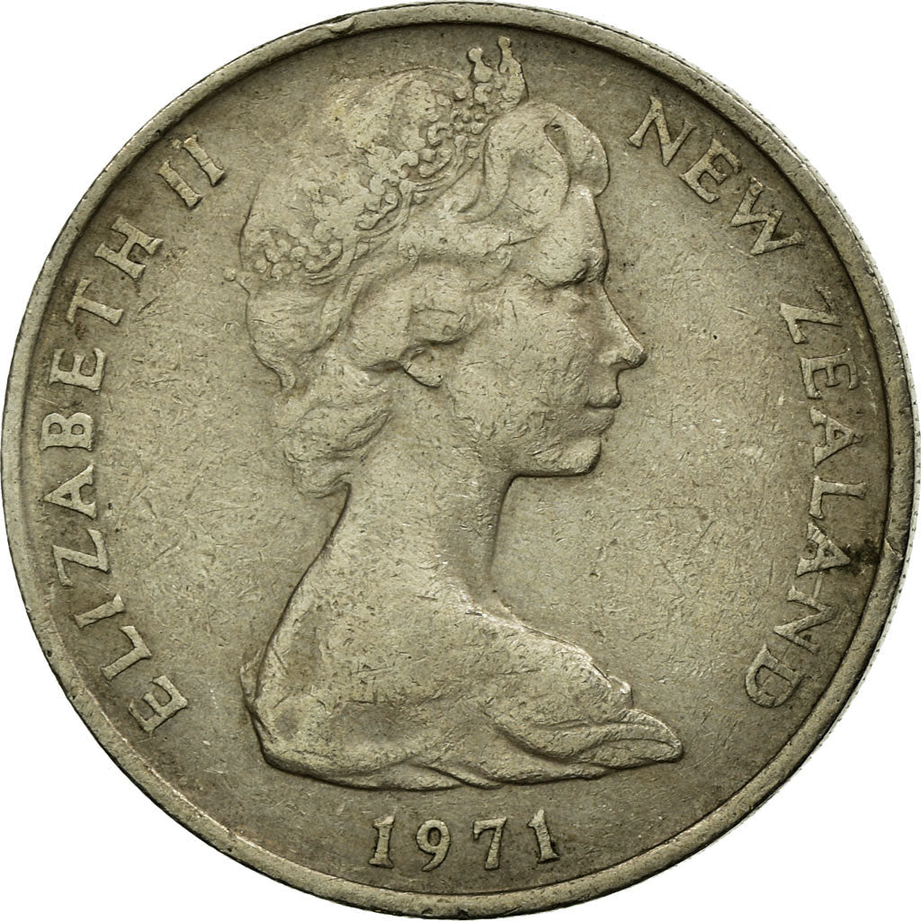 New Zealander 10 Cents Coin | Queen Elizabeth II | Maori Koruru Mask | KM41 | 1970 - 1985