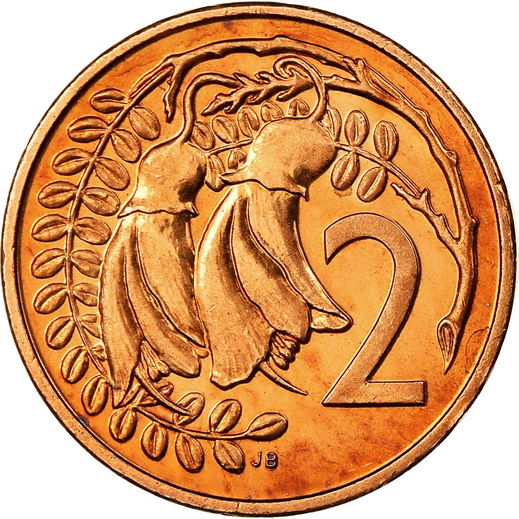 New Zealander 2 Cents Coin | Queen Elizabeth II | Kowhai Flowers | KM59 | 1986 - 1988