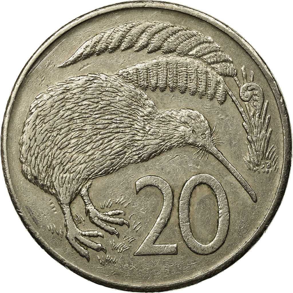 New Zealander 20 Cents Coin | Queen Elizabeth II | Kiwi Bird | KM36 | 1967 - 1985