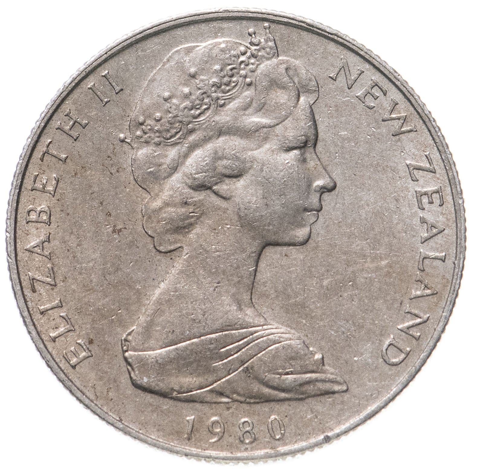 New Zealander 5 Cents Coin | Queen Elizabeth II | Tuatara Lizard | KM34 | 1967 - 1985