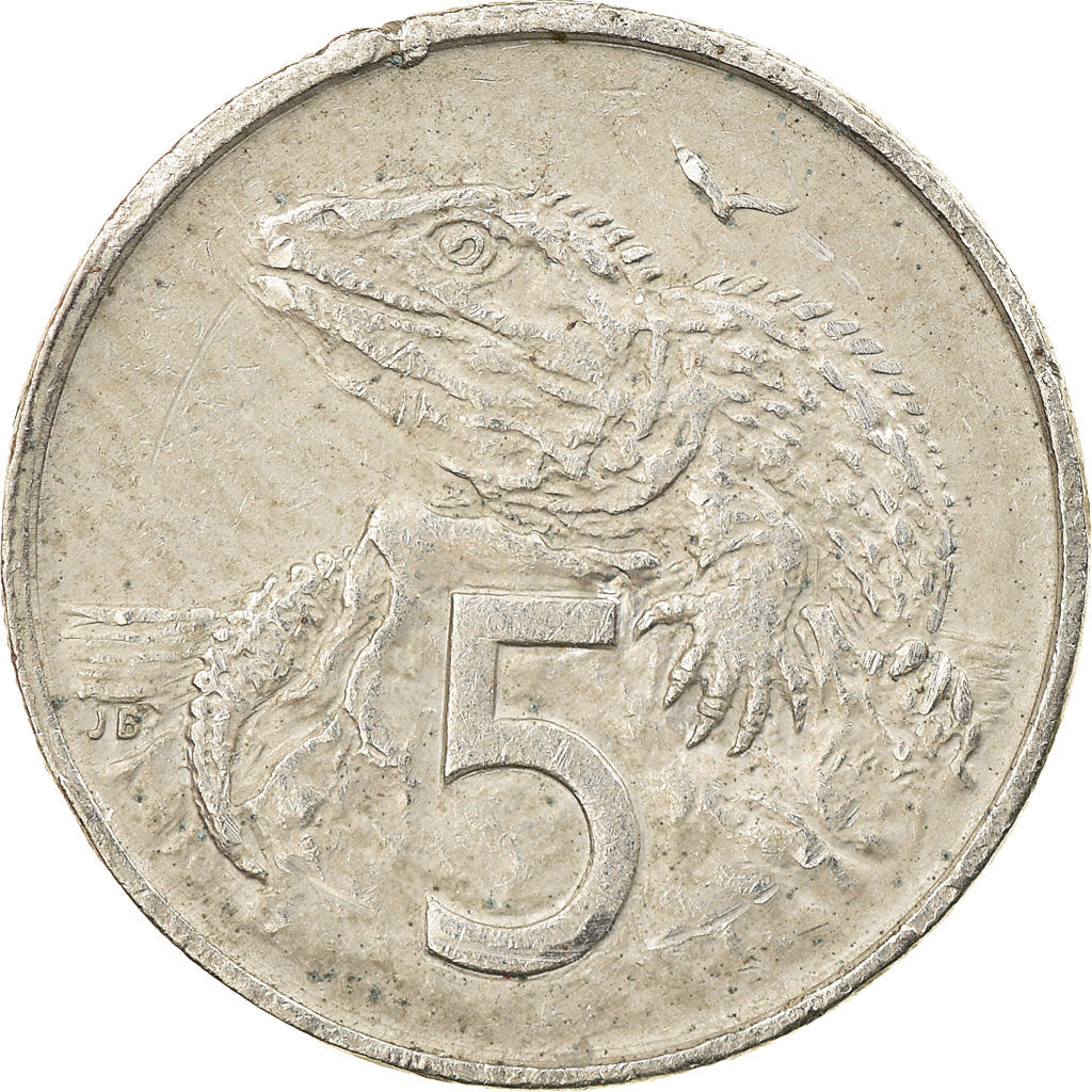 New Zealander 5 Cents Coin | Queen Elizabeth II | Tuatara Lizard | KM60 | 1986 - 1998