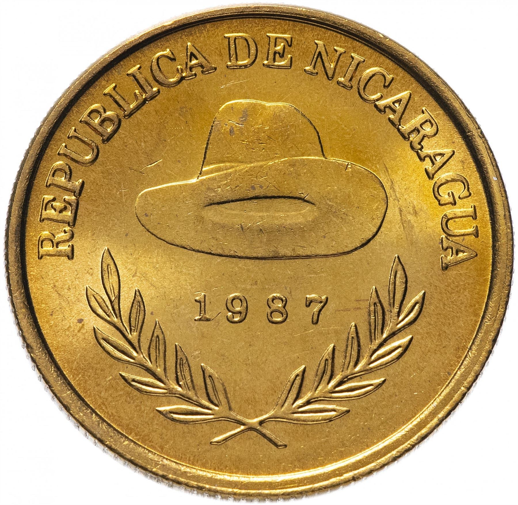 Nicaragua 1 Cordoba Coin | Panama Hat | KM59 | 1987