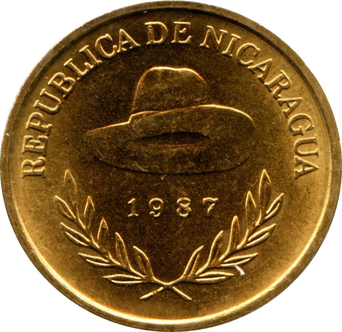 Nicaragua 1 Cordoba Coin | Panama Hat | KM59 | 1987