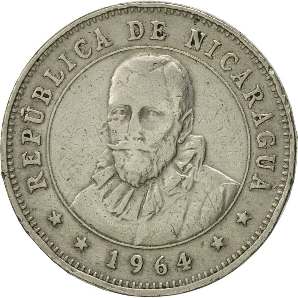 Nicaragua | 25 Centavos Coin | Explorer | Sun | Volcanos | Km:18.2 | 1964 - 1965