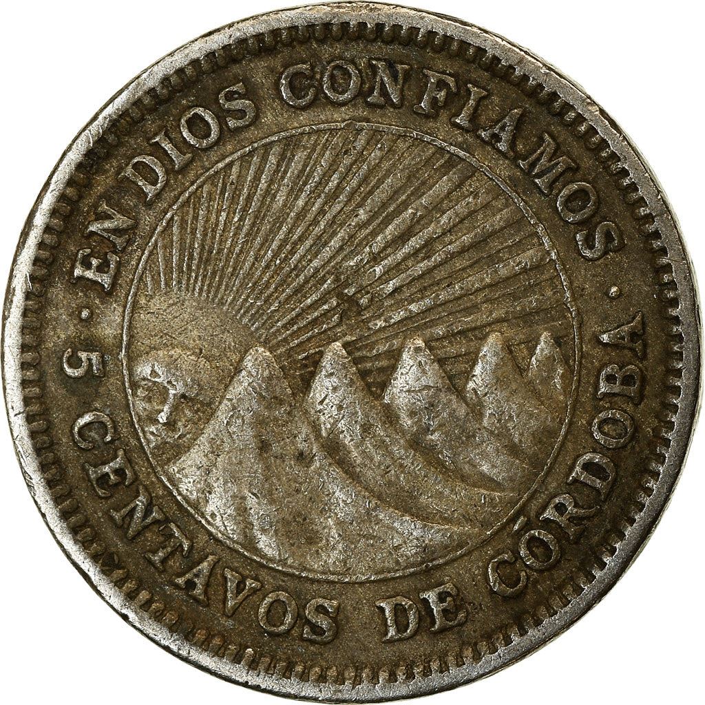 Nicaragua | 5 Centavos Coin | Explorer | Sun | Volcanos | Km:24.2 | 1962 - 1965