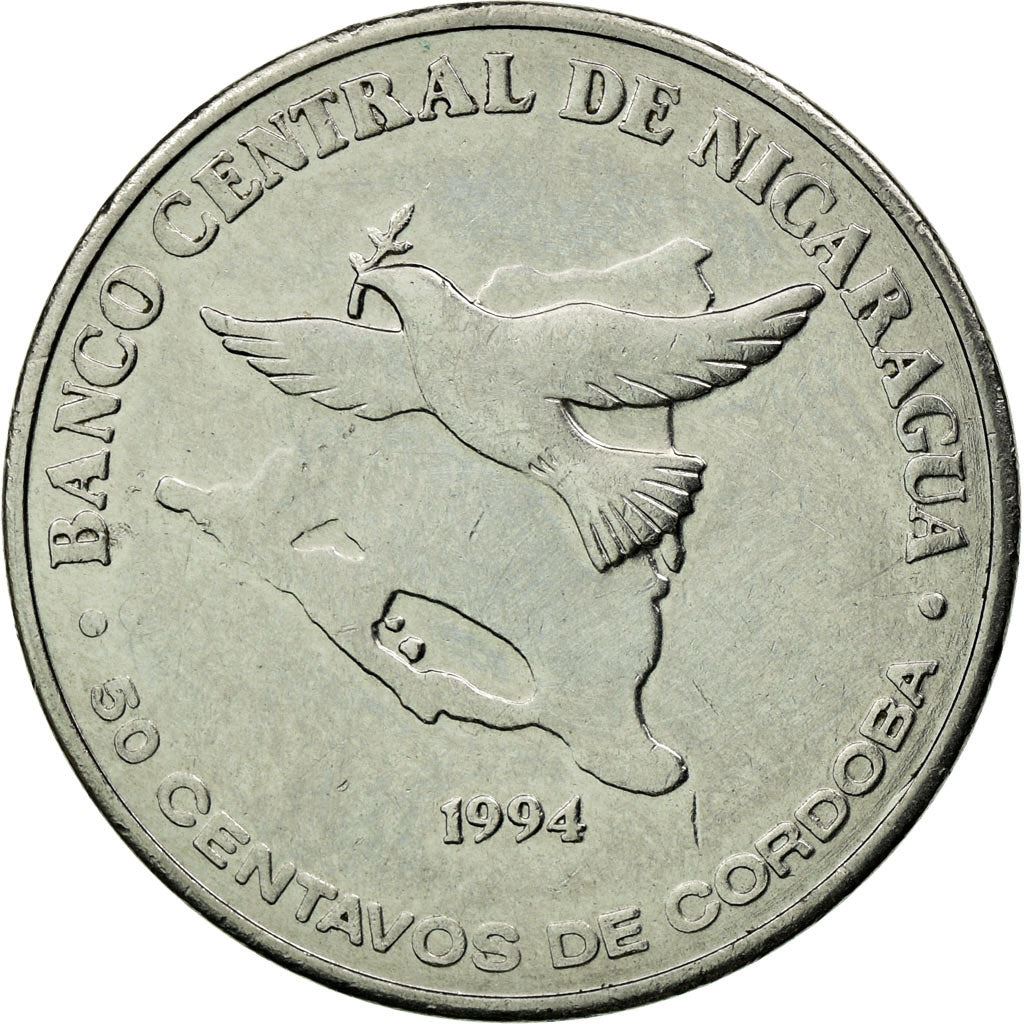 Nicaragua Coin Nicaraguan 50 Centavos Coin | Peace Dove | Map | KM83 | 1994