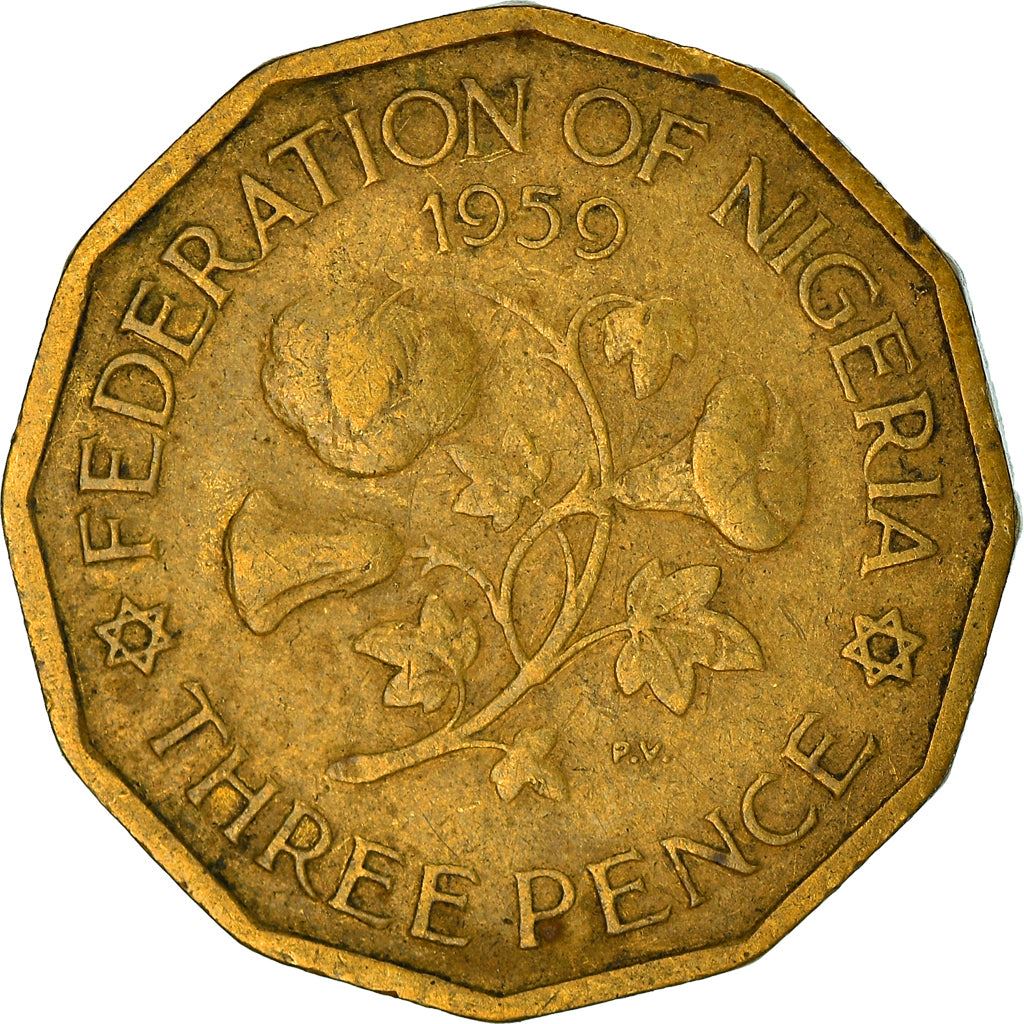 Nigeria | 3 Pence Coin | Cotton plant | Km:3 | 1959