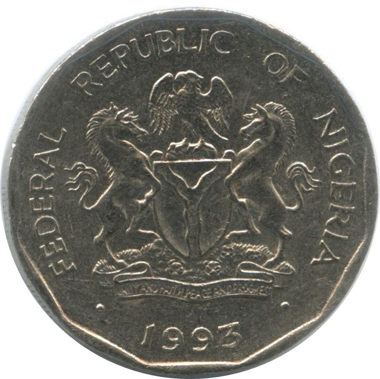 Nigeria | 50 Kobo Coin | Corn | Km:13.2 | 1993