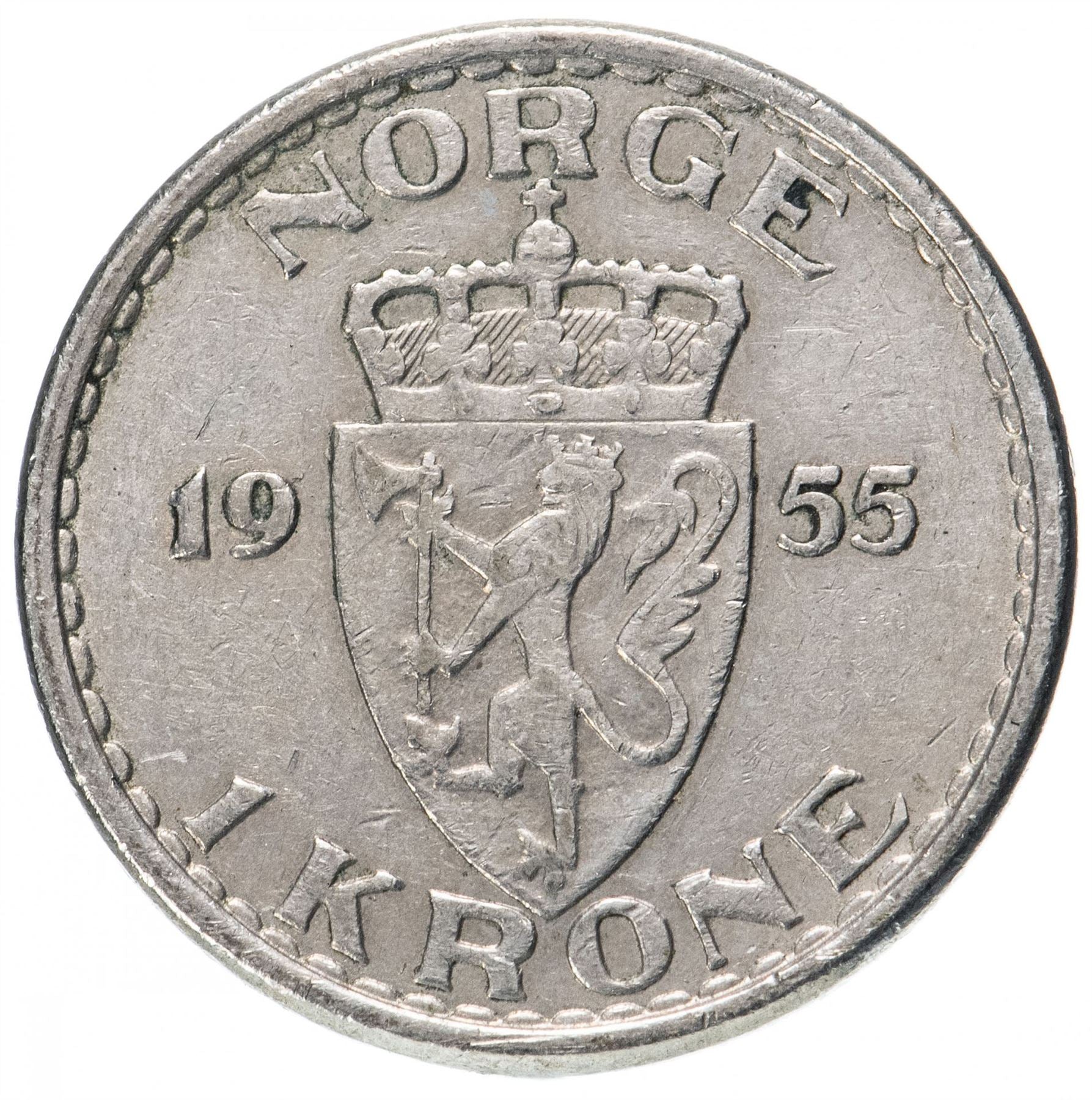 Norway 1 Krone - Haakon VII Coin KM397 1951 - 1957