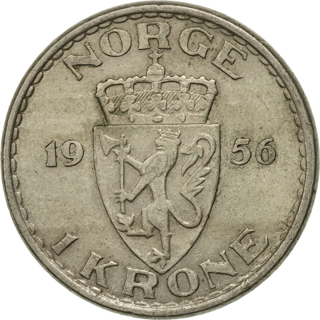 Norway 1 Krone - Haakon VII Coin KM397 1951 - 1957