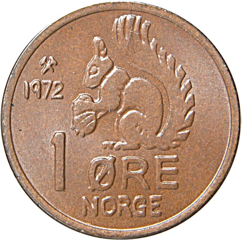 Norway 1 Øre - Olav V Coin KM403 1958 - 1972