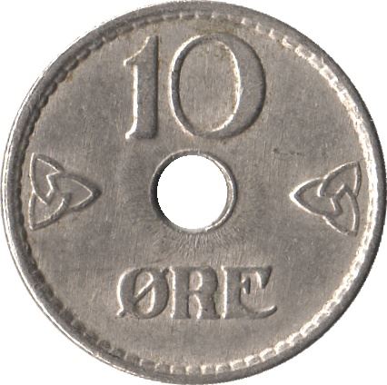 Norway 10 Ore Coin | Haakon VII | KM383 | 1924 - 1951