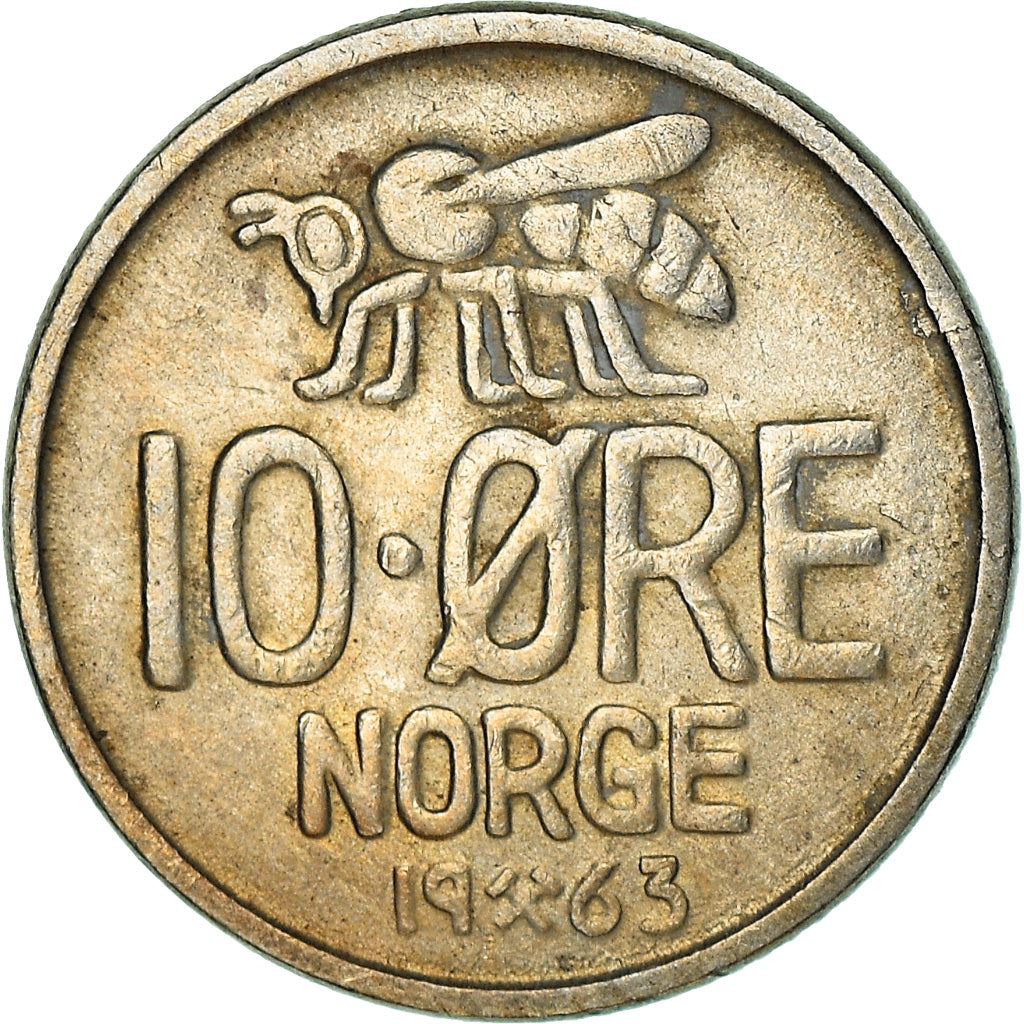 Norway 10 Øre - Olav V large letters Coin KM411 1959 - 1973