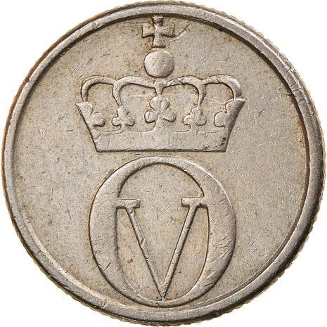 Norway 10 Øre - Olav V large letters Coin KM411 1959 - 1973