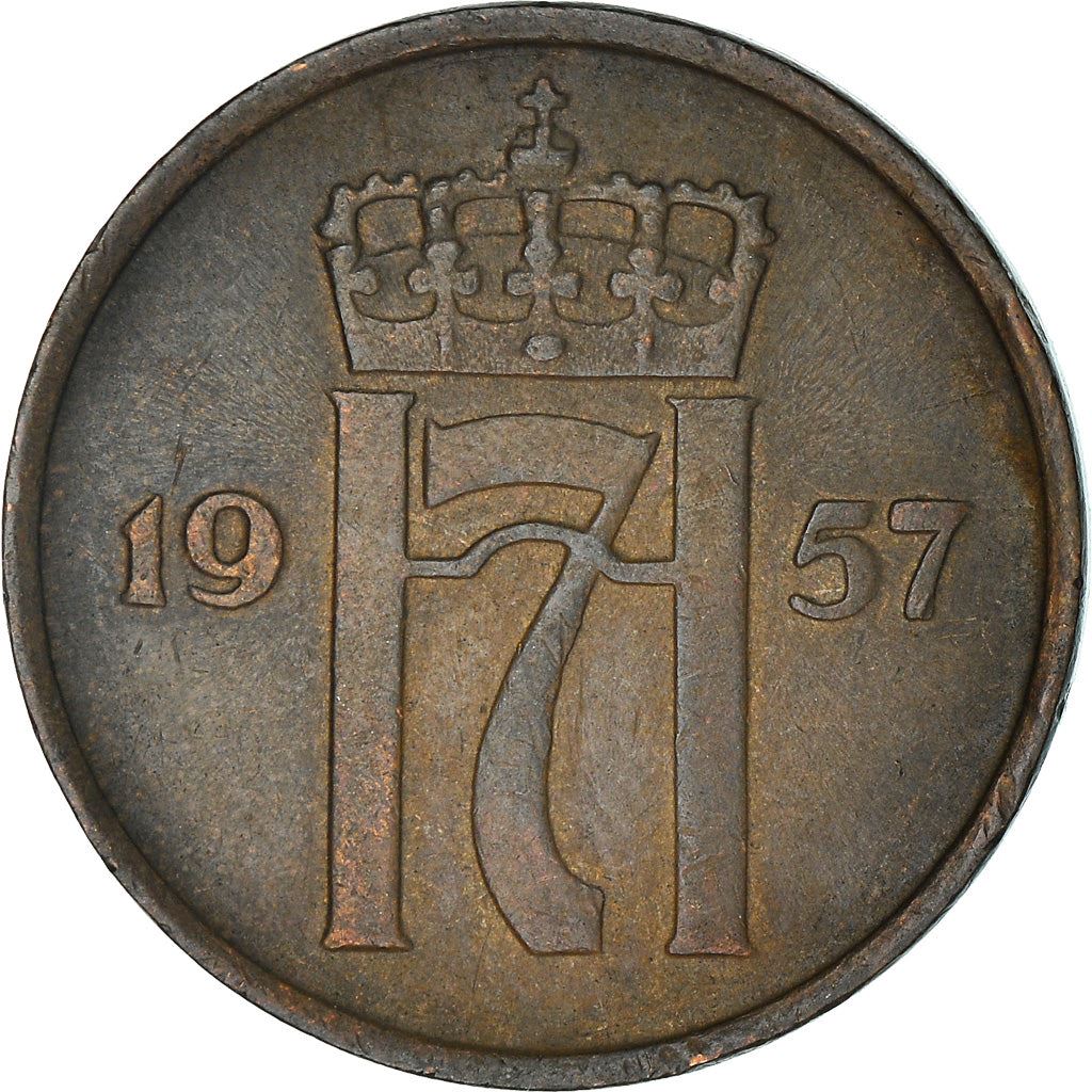 Norway | 2 Ore Coin | Haakon VII | KM399 | 1952 - 1957