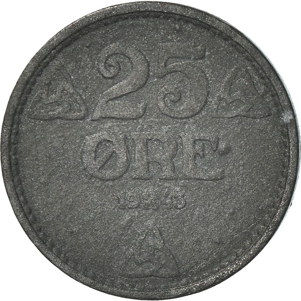 Norway | 25 Ore Coin | Haakon VII | WW2 German Occupation | KM395 | 1943 - 1945