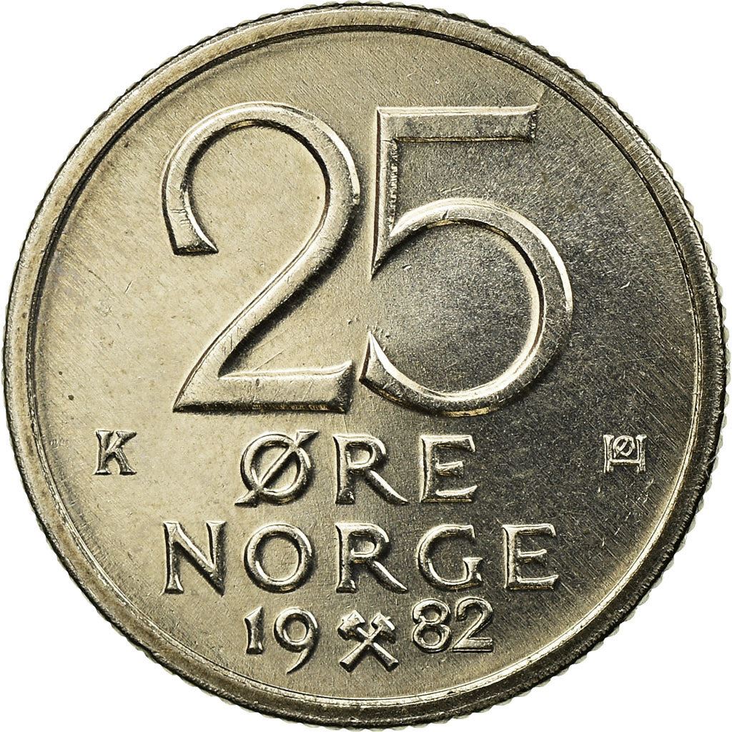 Norway 25 Øre - Olav V Coin KM417 1974 - 1982