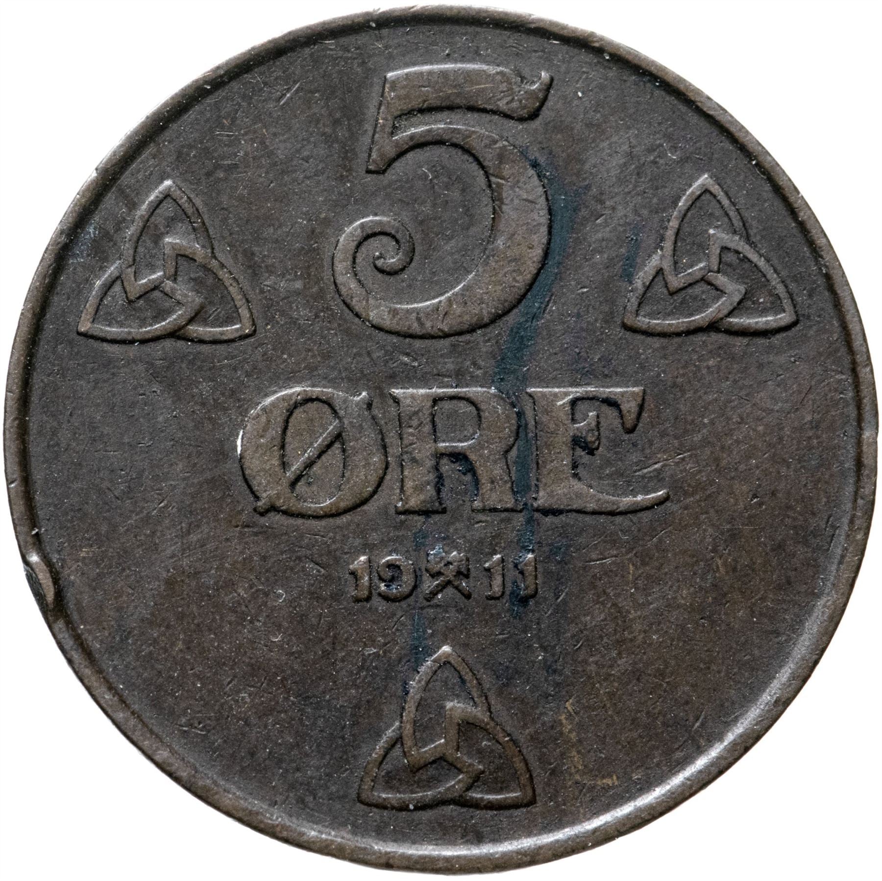 Norway | 5 Ore Coin | Haakon VII | KM368 | 1908 - 1952