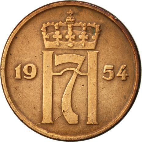 Norway 5 Øre - Haakon VII Coin KM400 1952 - 1957