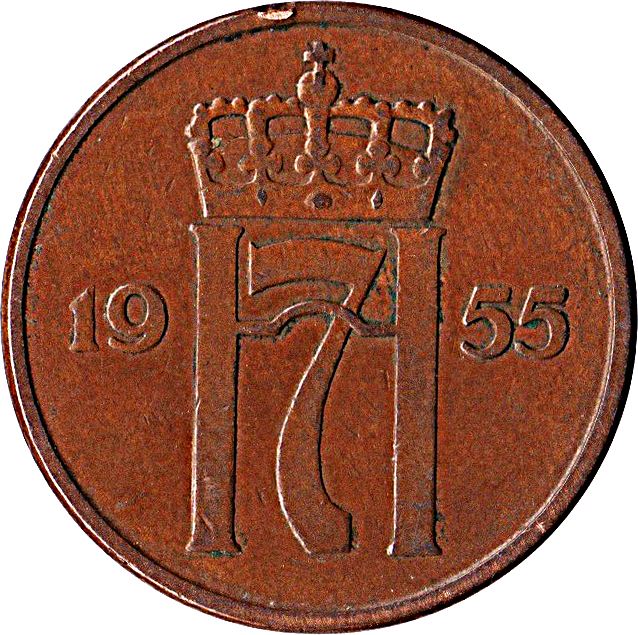 Norway 5 Øre - Haakon VII Coin KM400 1952 - 1957